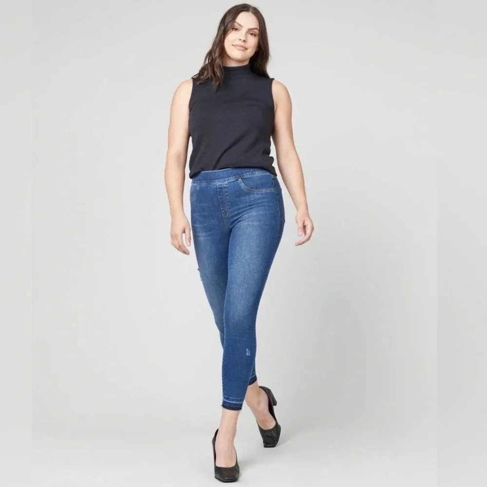 Spanx Distressed Ankle Pull On Jeans